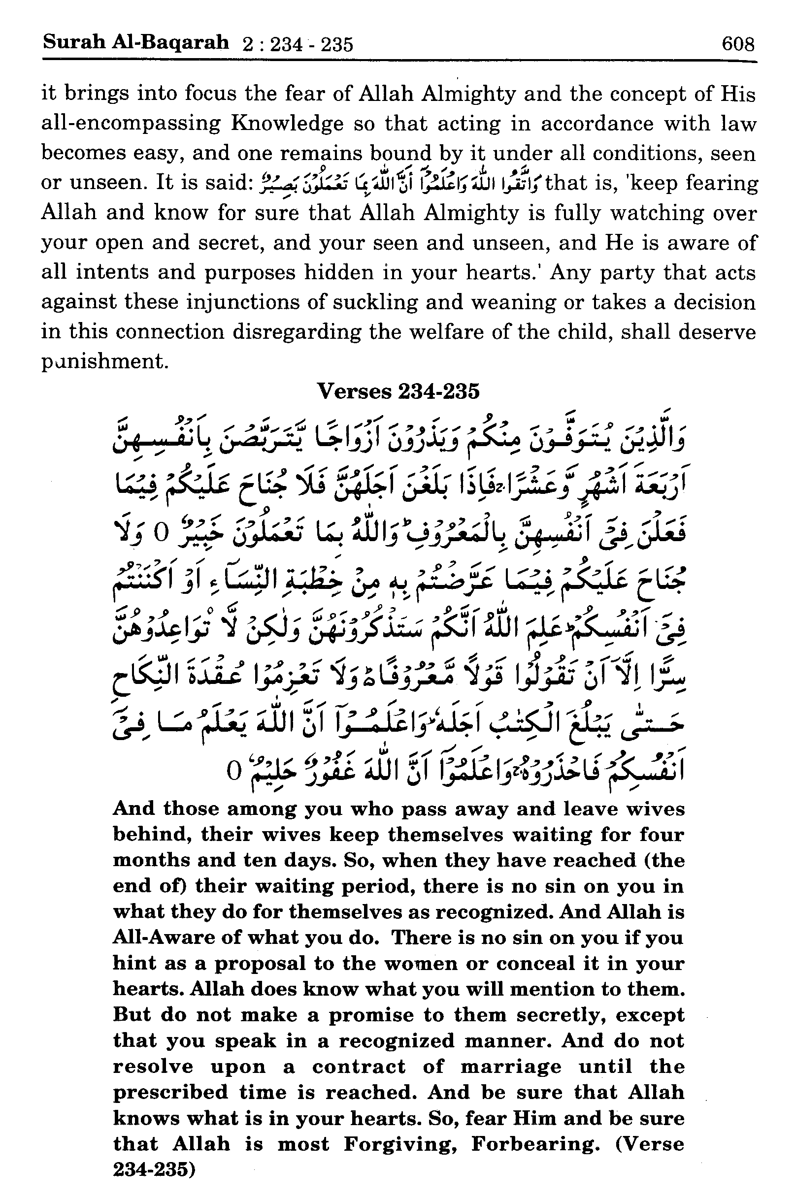 Surah Al-Baqara 2:234-235 - Maariful Quran - Maarif ul Quran 